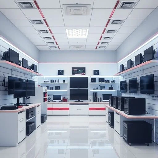 Abstract, futuristic high-tech environment with glowing neon lights